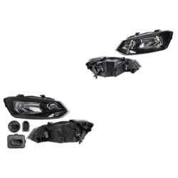 Par de faros fondo negro eléctrico con motor sin foco Volkswagen Vento 2014-2015