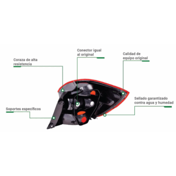 Par de calaveras sin foco Toyota Hilux 2012-2015 - Image 3