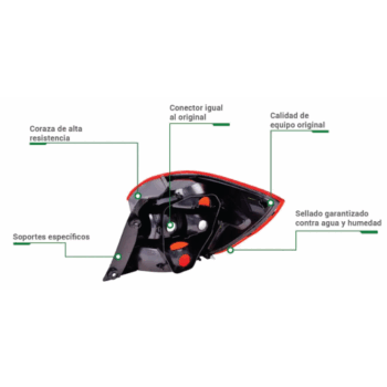 Calavera exterior con leds lado conductor Nissan Sentra 2013-2016 - Image 3