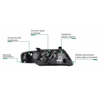 Par de faros fondo negro eléctrico con motor sin foco Volkswagen Vento 2014-2015 - Image 3